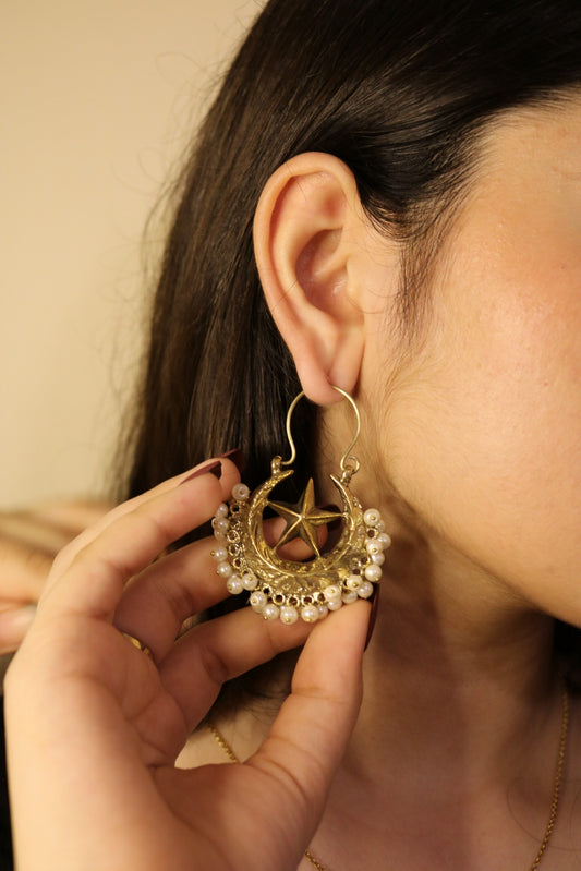 Chand tara pearl earring