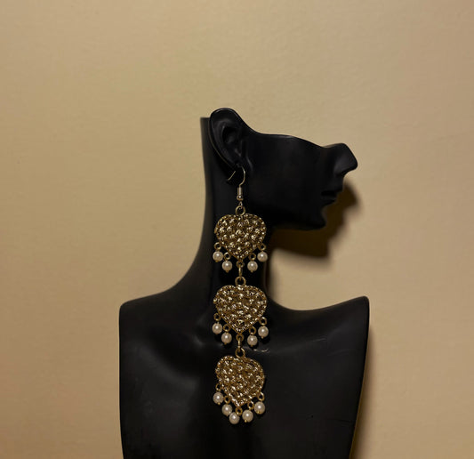Triple heart earrings